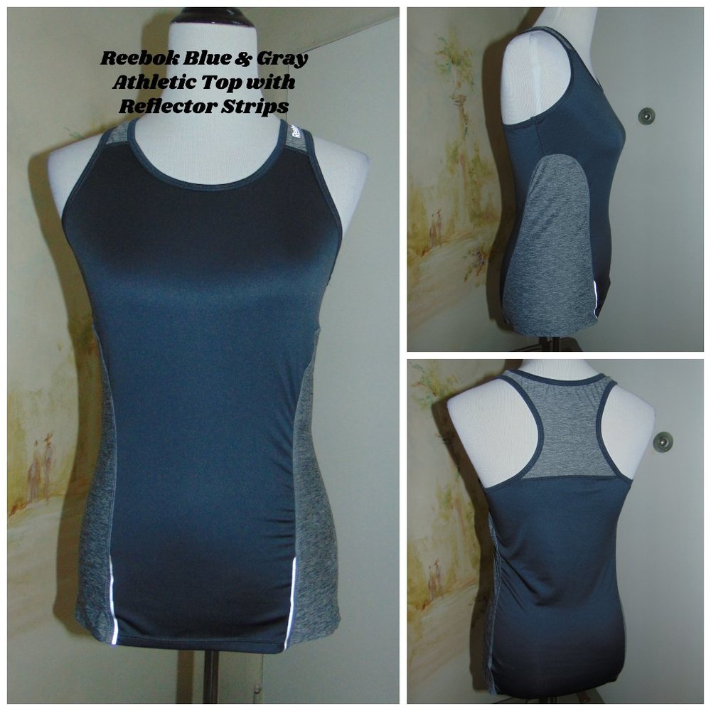 Reebok Tank Top Women Blue Racerback Athletic Gym Workout Tennis Running Yoga XS